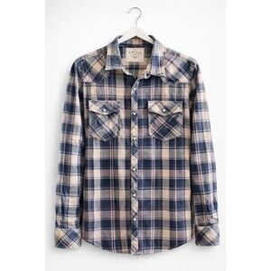 BKE Vintage 1967 Mens Large Pearl Snaps Long Sleeve Plaid Western A600 Flannel